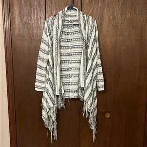 Cato Black and White Striped Cardigan Medium